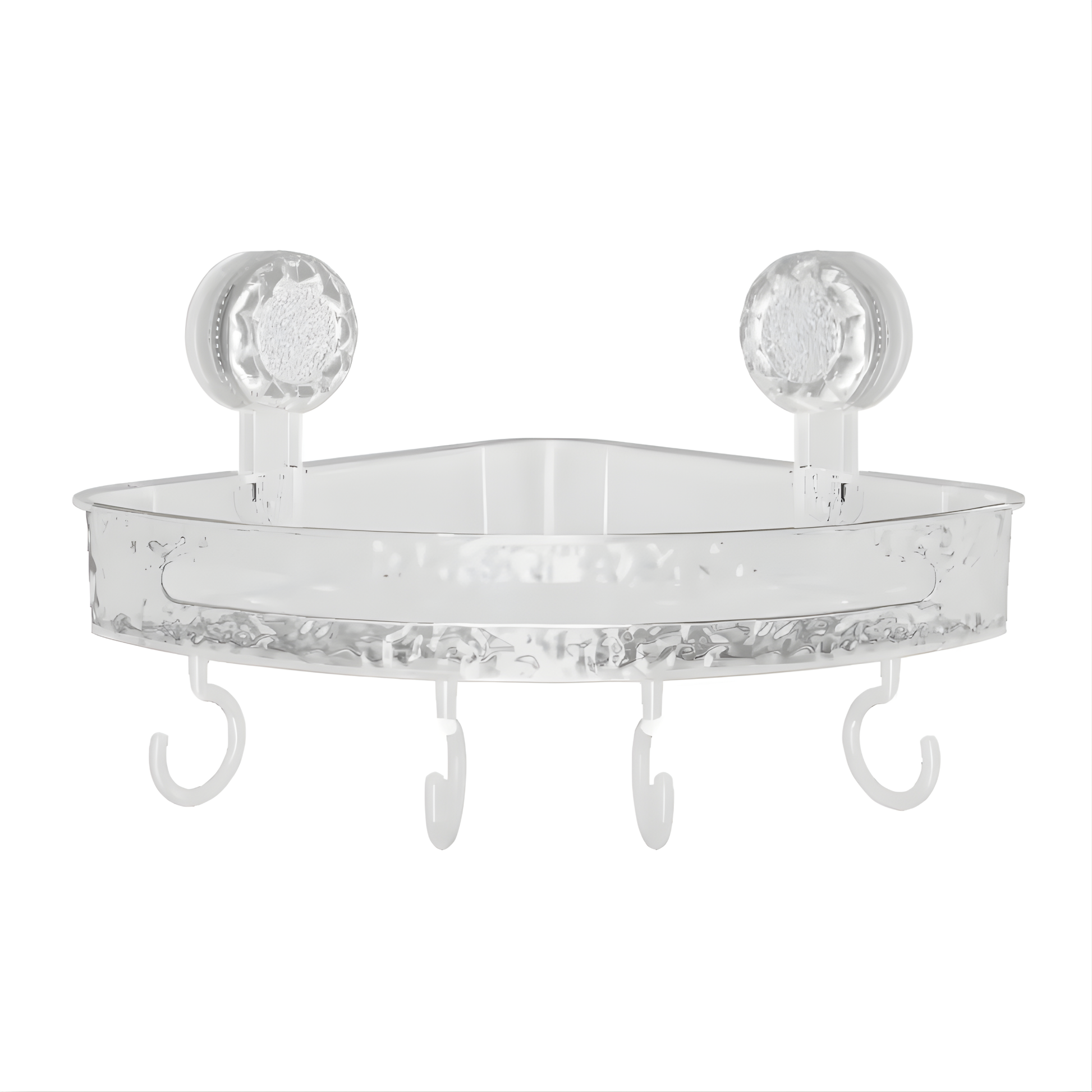 Best1 no drill corner shower shelf with hooks, featuring a luxury textured design for bathroom wall organization.