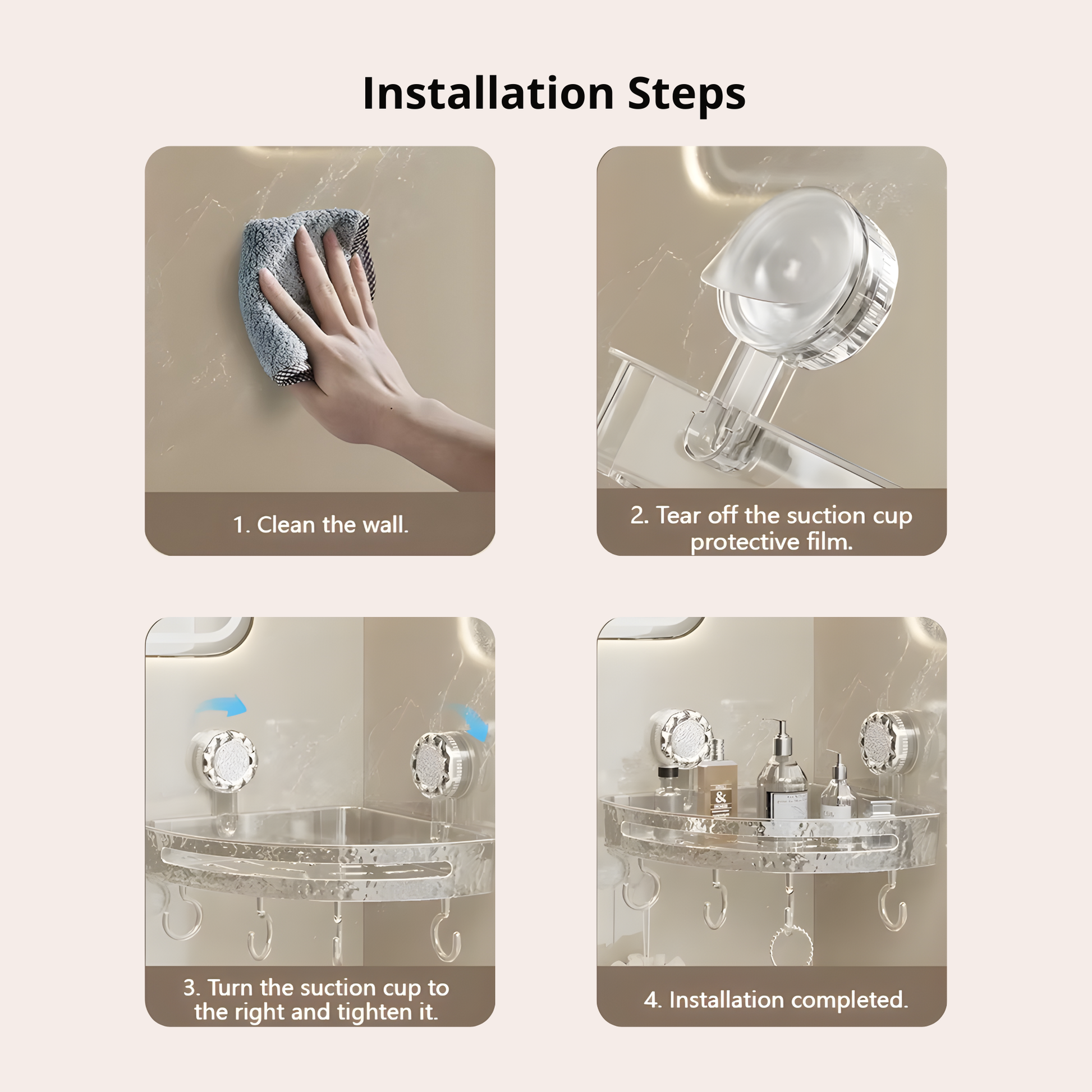 Best1 corner shower shelf with hooks, featuring a luxury textured design for organized bathroom storage.
