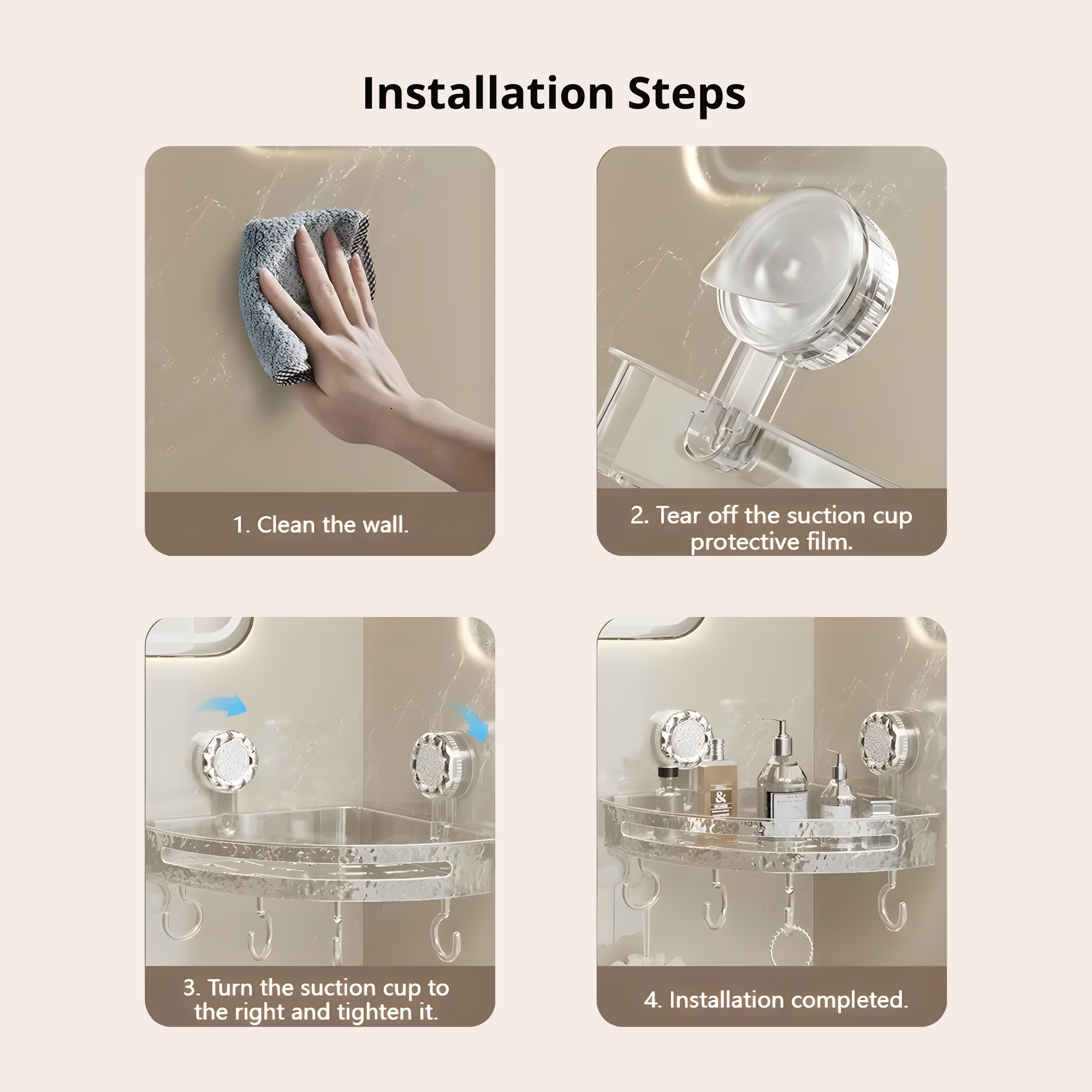 Best1 corner shower shelf with hooks, featuring a luxury textured design for organized bathroom storage.