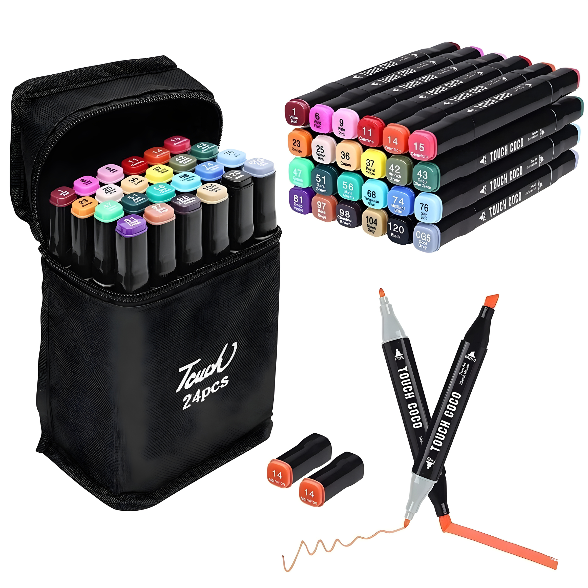 Best1 24 Color Dual Tip Brush Pens Set | Watercolor Art Markers for Drawing & Calligraphy