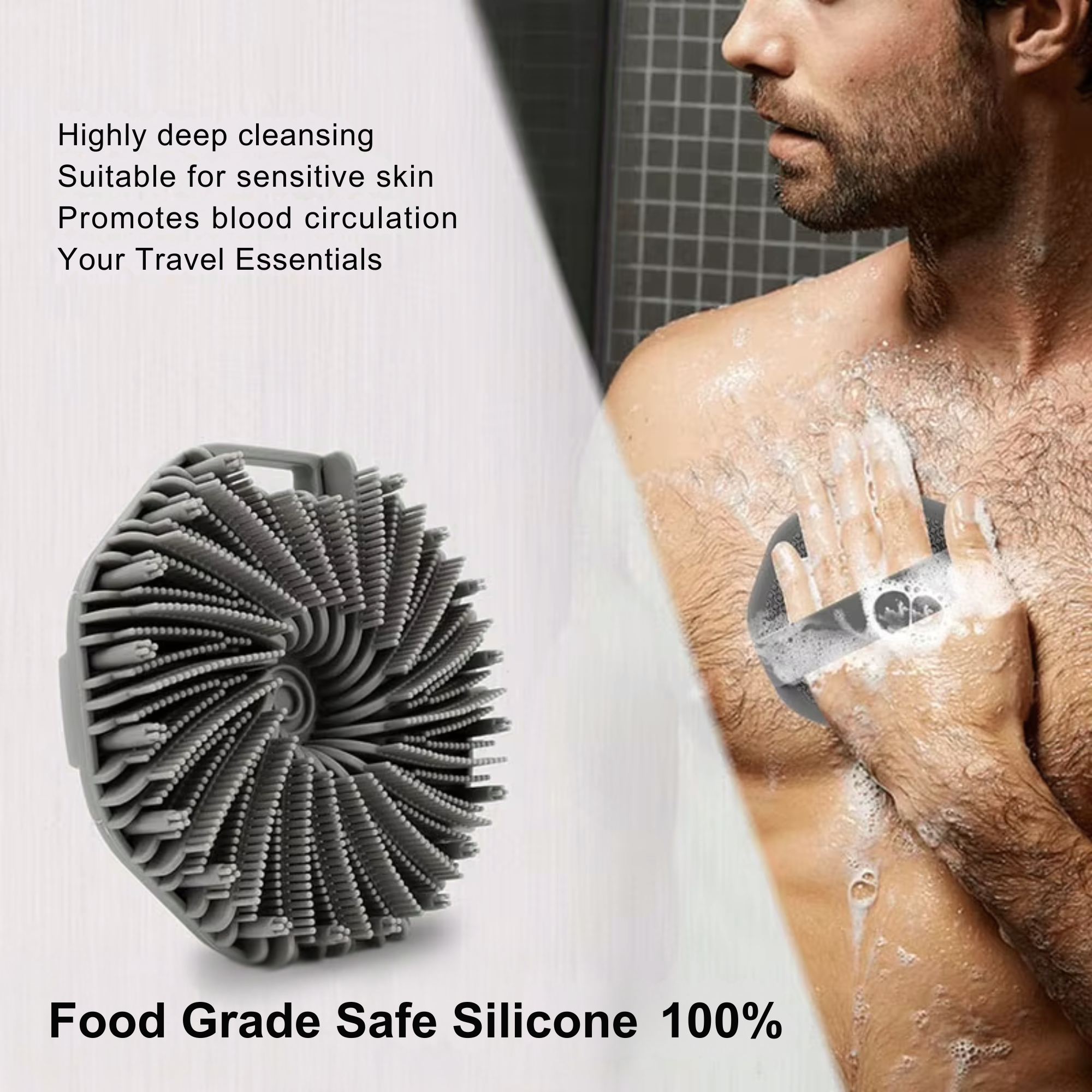 Best1 Silicone Body Scrubber Brush | Exfoliating Shower & Massage Cleaning Tool