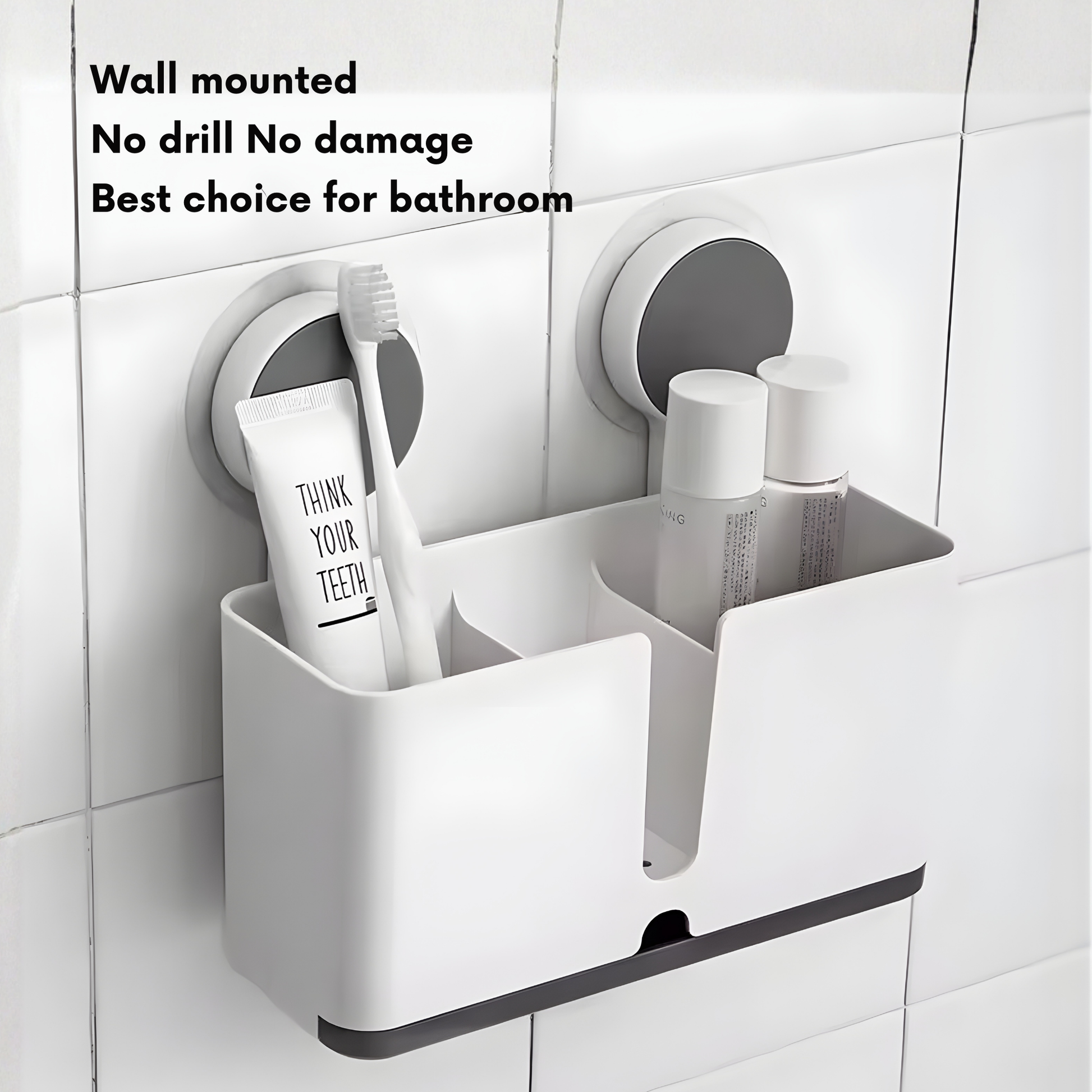 Best1 wall mounted double toothbrush holder with space-saving design and organized storage for two toothbrushes.