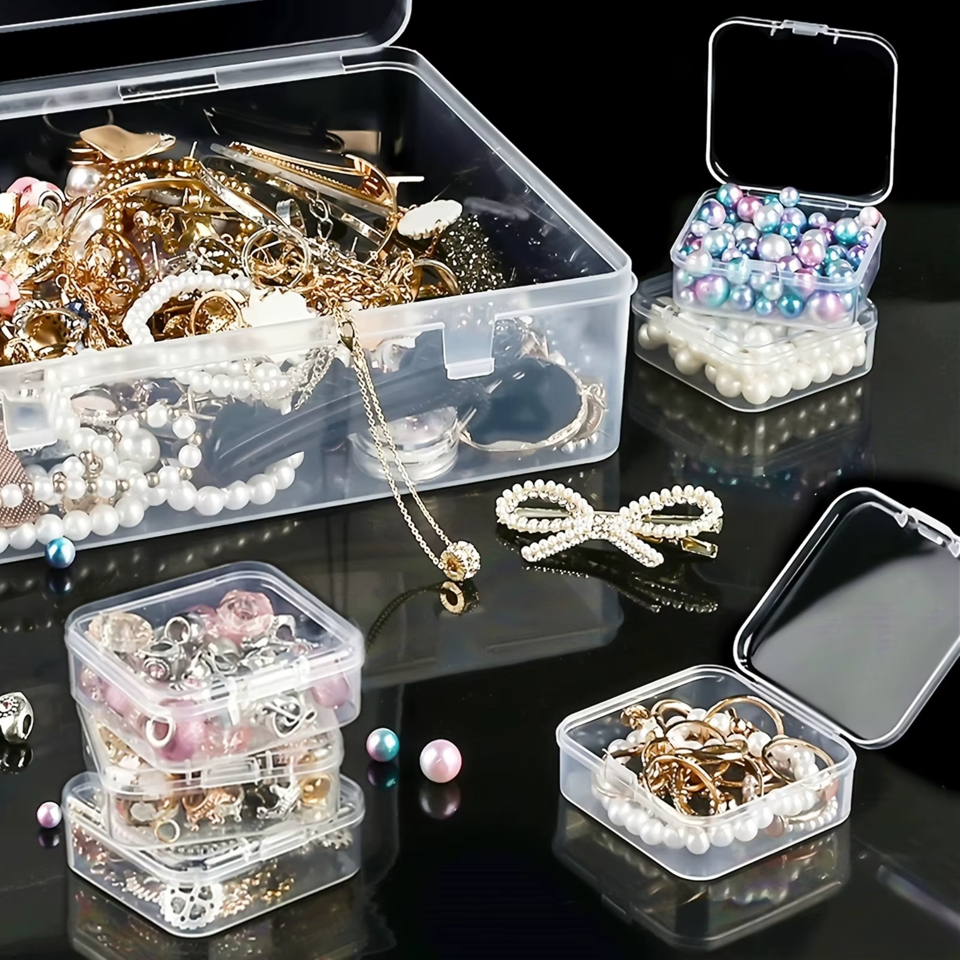 Best1 large clear nail storage organizer box with 30 grids for jewelry and manicure tools, featuring a transparent design.