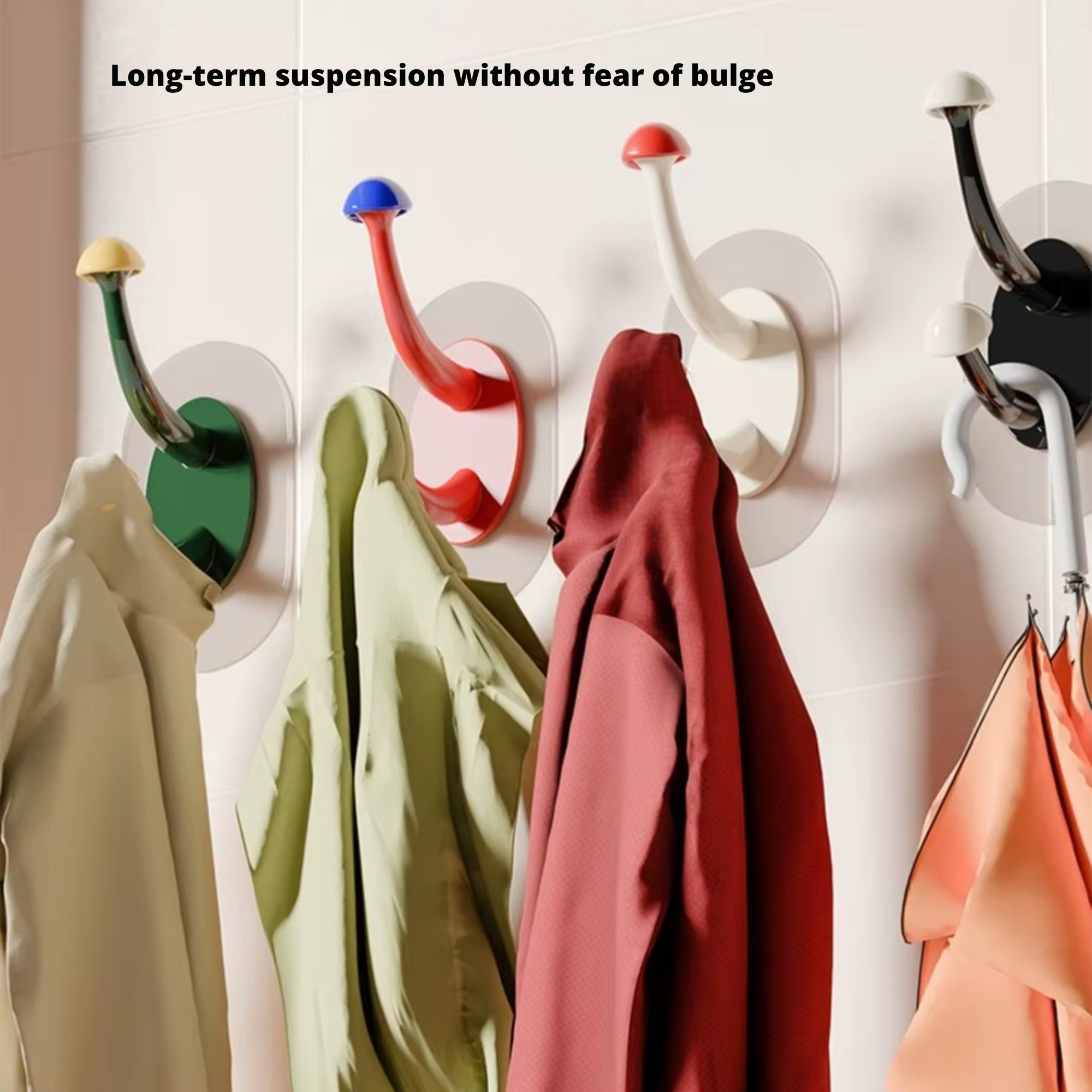 Best1 decorative adhesive wall hooks in a cute mushroom design, featuring four colorful hooks for home organization.