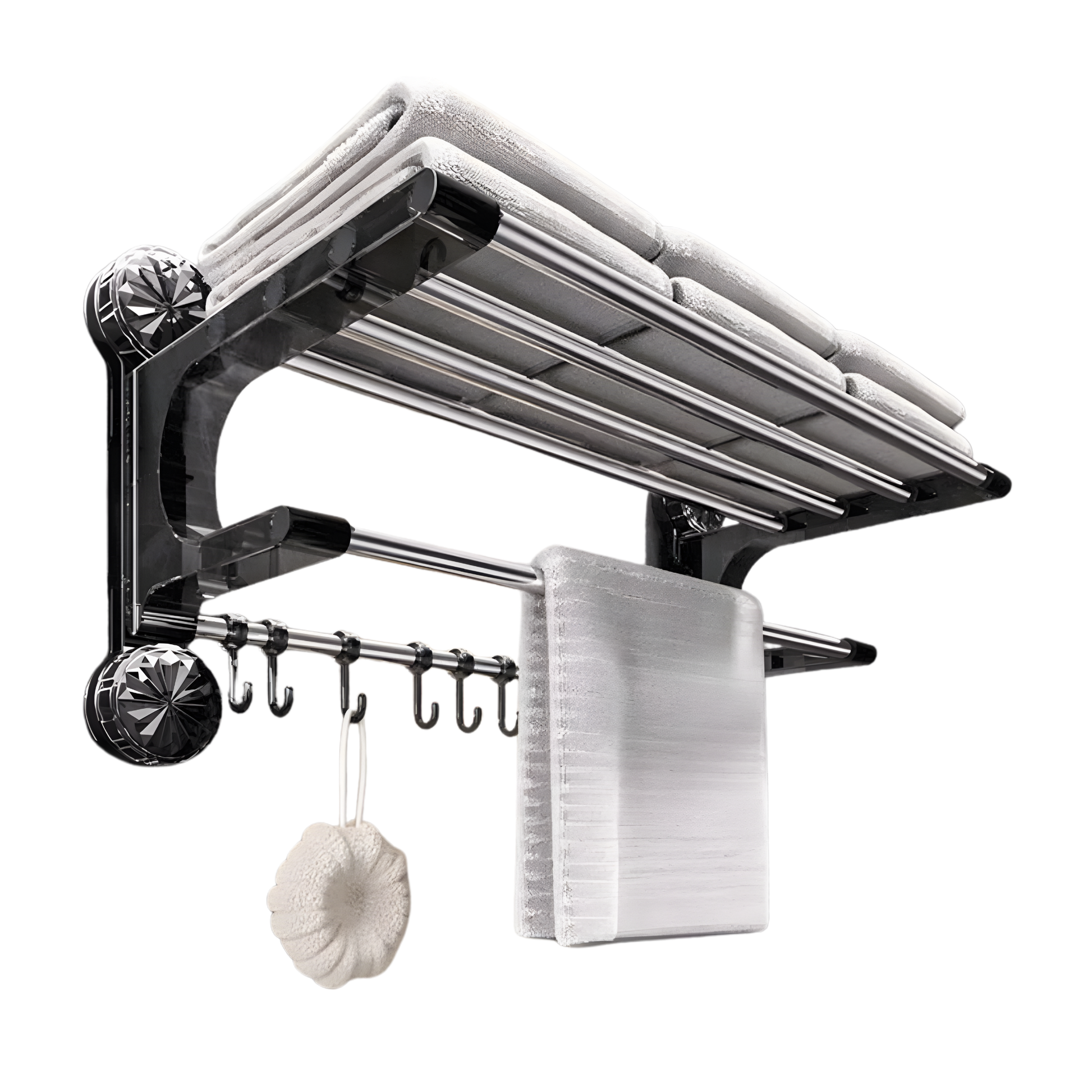 Double tier wall mounted towel rack by Best1, featuring a sleek stainless steel design for bathroom organization.