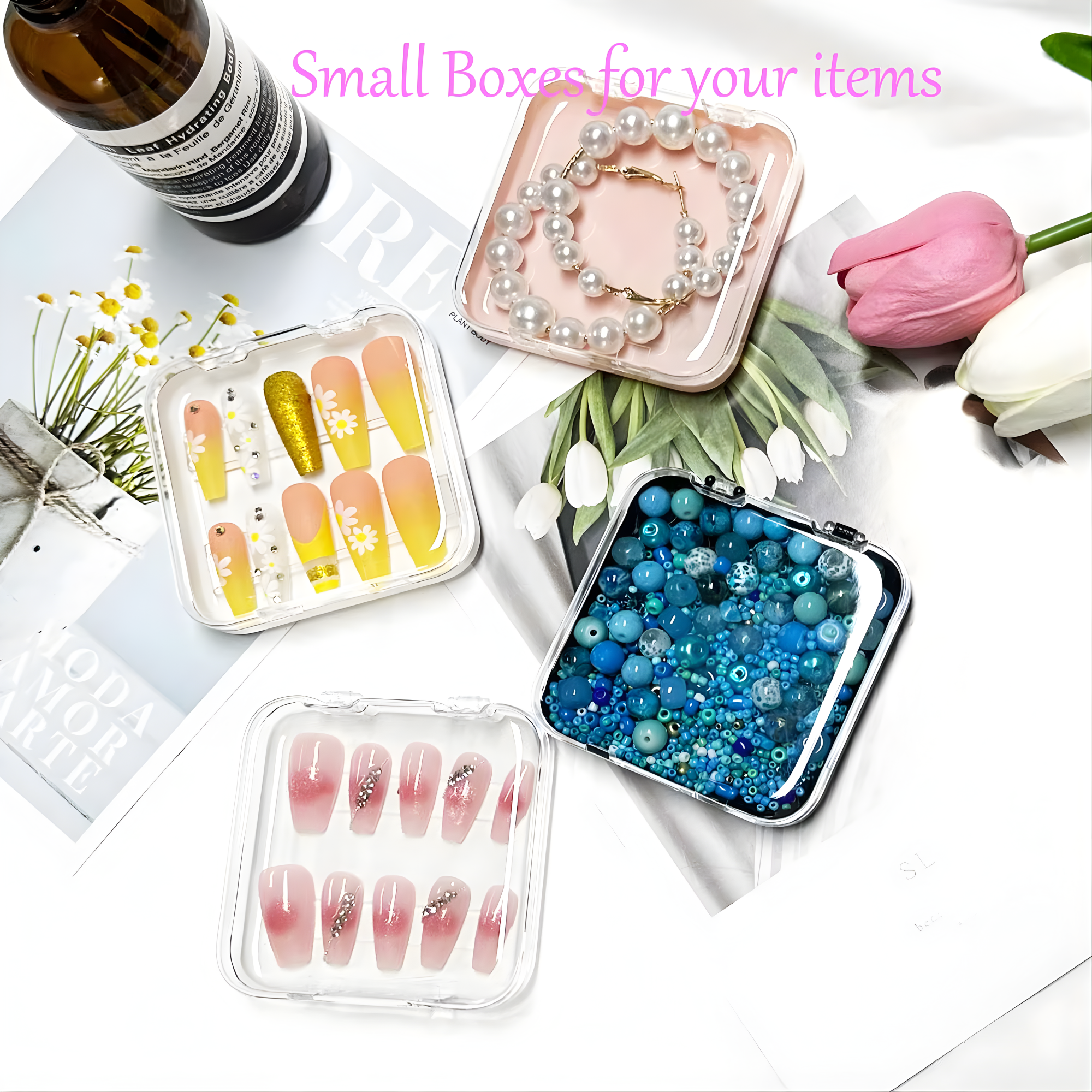 Best1 large capacity transparent jewelry organizer box with 10-grid removable storage for nail art tips and accessories.