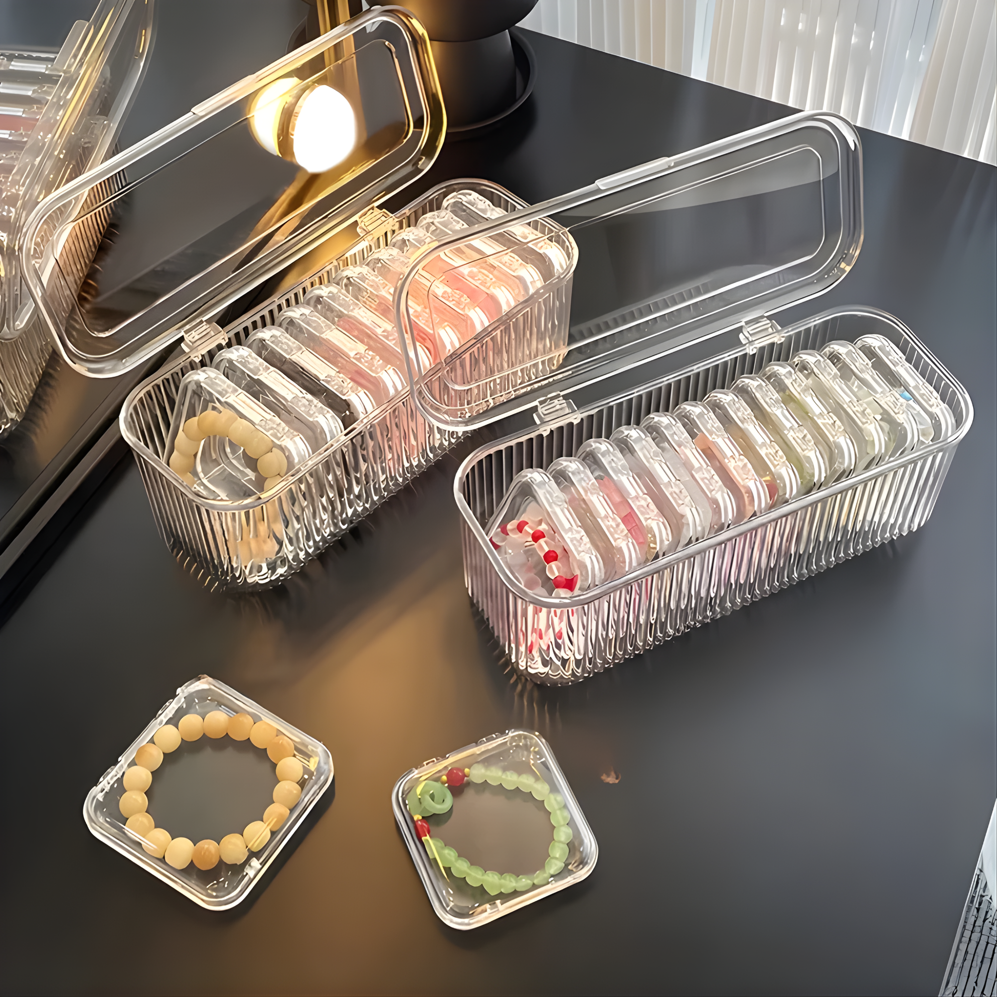 Best1 large capacity transparent jewelry organizer box with 10-grid removable storage for nail art tips and accessories.