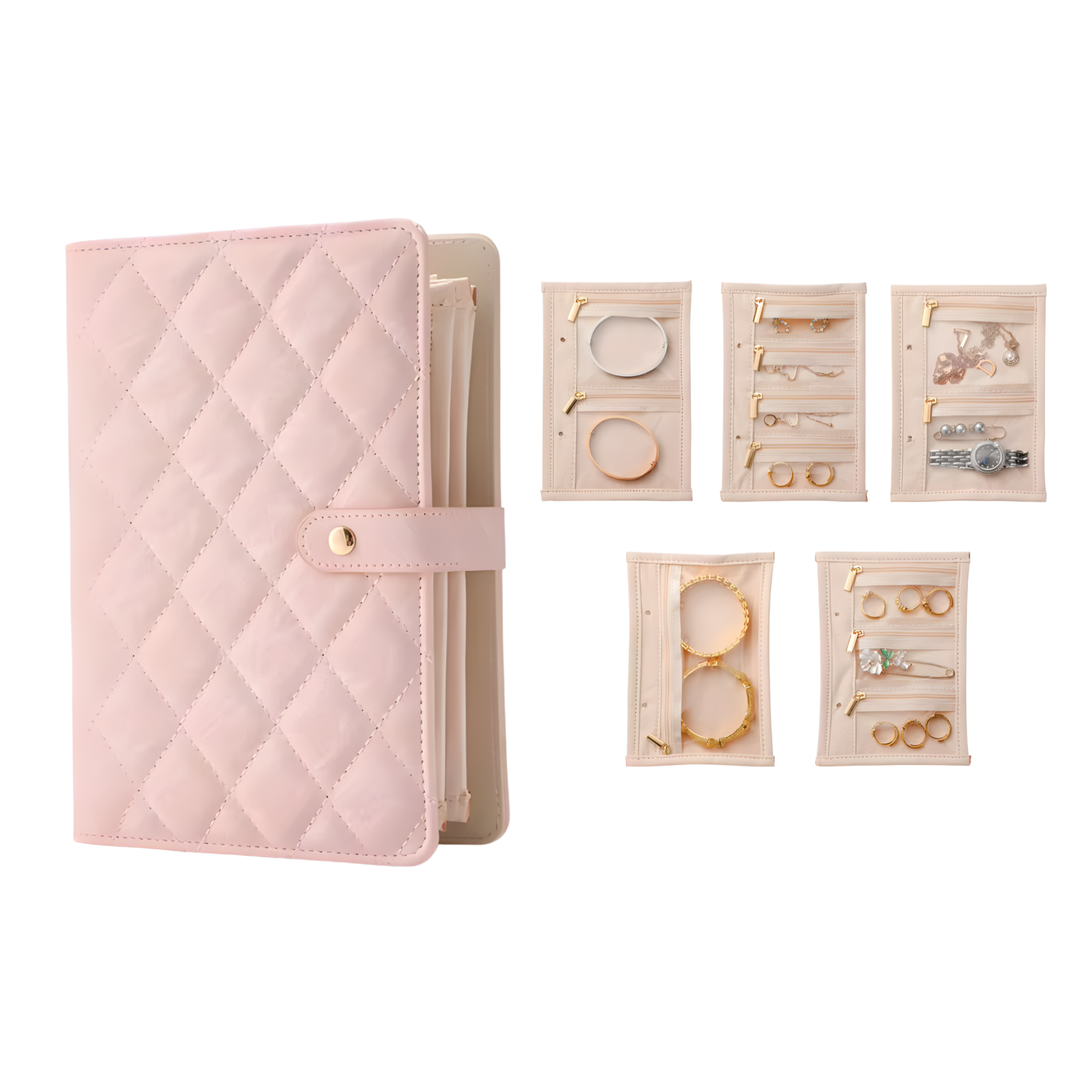 Best1 Luxury PU Leather Jewelry Organizer Book | Transparent Pocket Storage Case