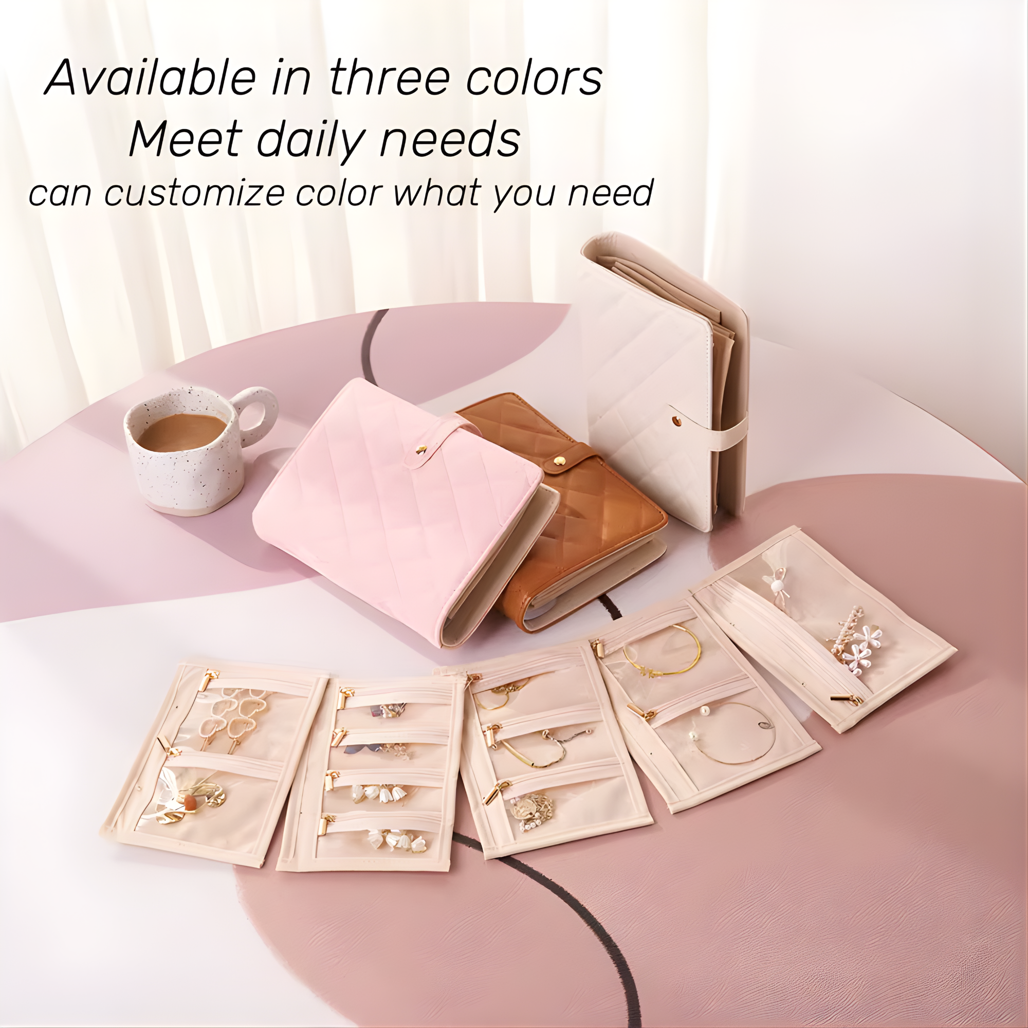 Best1 Luxury PU Leather Jewelry Organizer Book | Transparent Pocket Storage Case