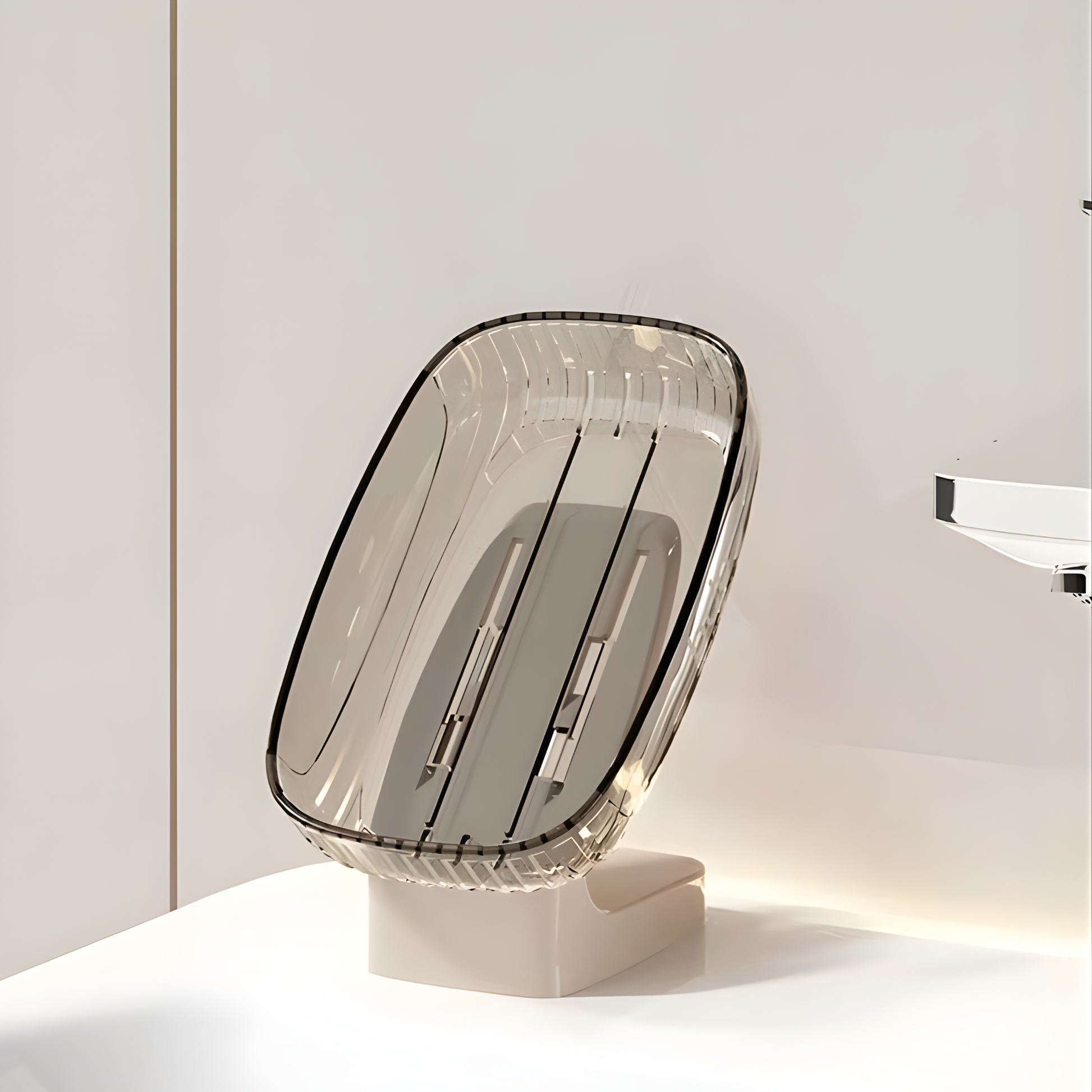 Best1 wall mounted transparent soap box, modern design, pack of 2, ideal for bathroom use without drilling.