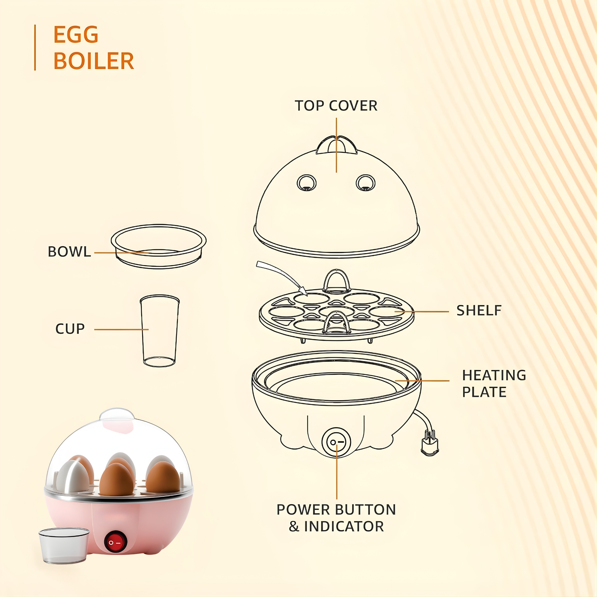Best1 Portable Automatic Mini Egg Cooker | Electric Egg Boiler & Steamer - Best1