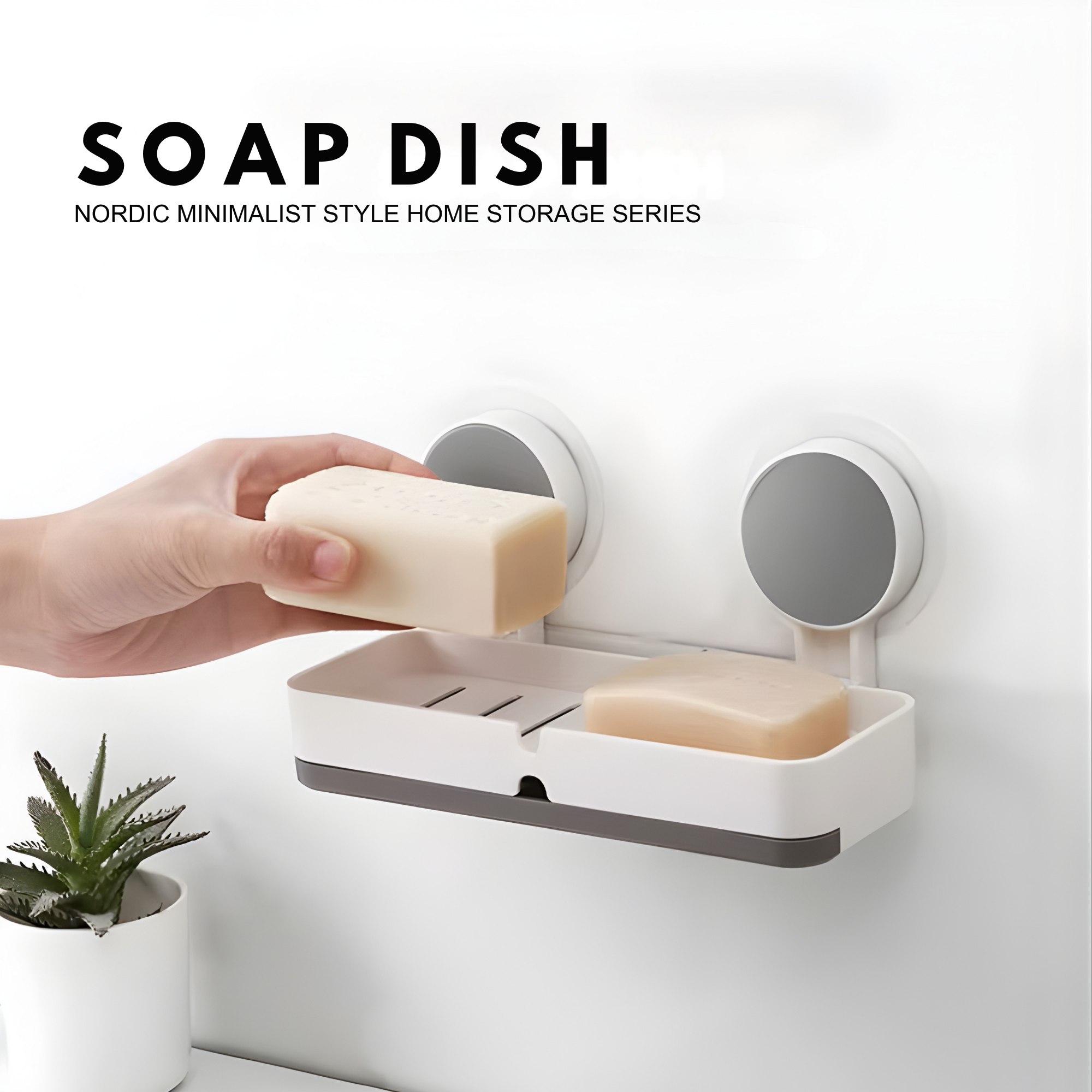 Best1 Wall Mounted Double Soap Holder with Drainage | Adhesive Bathroom Soap Dish Organizer