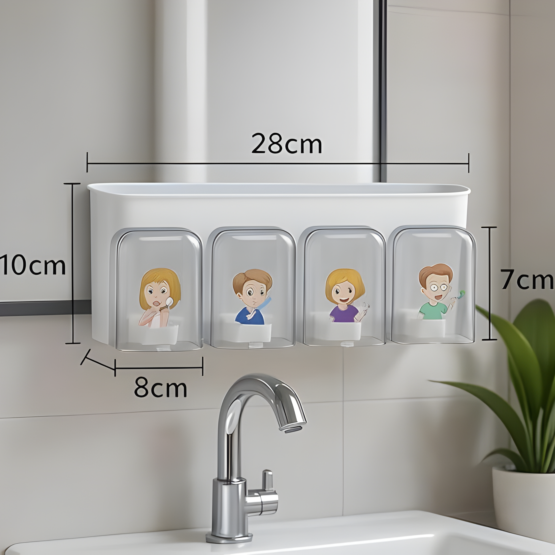 Best1 wall mounted toothbrush holder with 4 slots and toothpaste dispenser, featuring an inverted design for easy access.