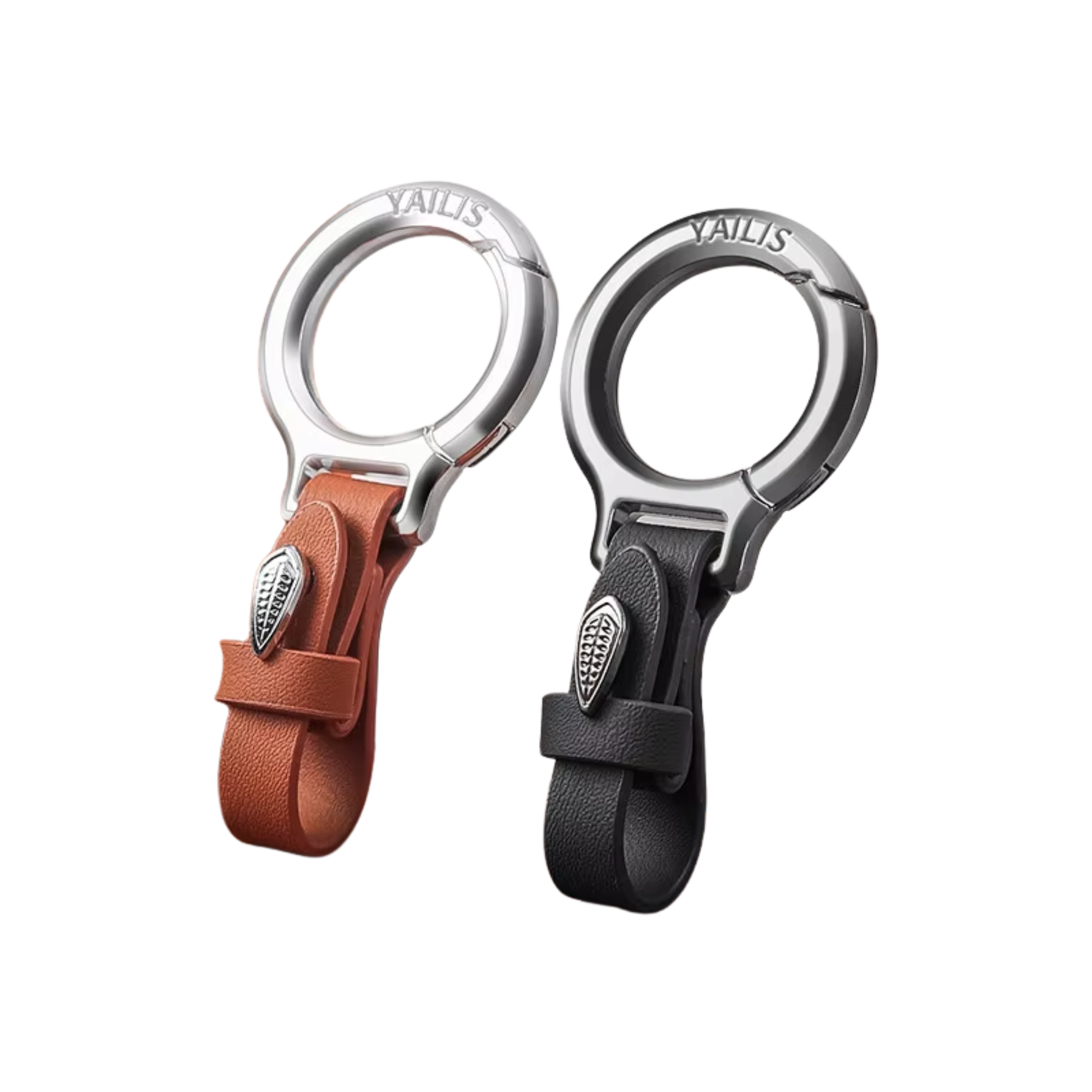 Luxury black leather keychain by Best1, featuring a zinc alloy car key ring and premium clasp design for men.