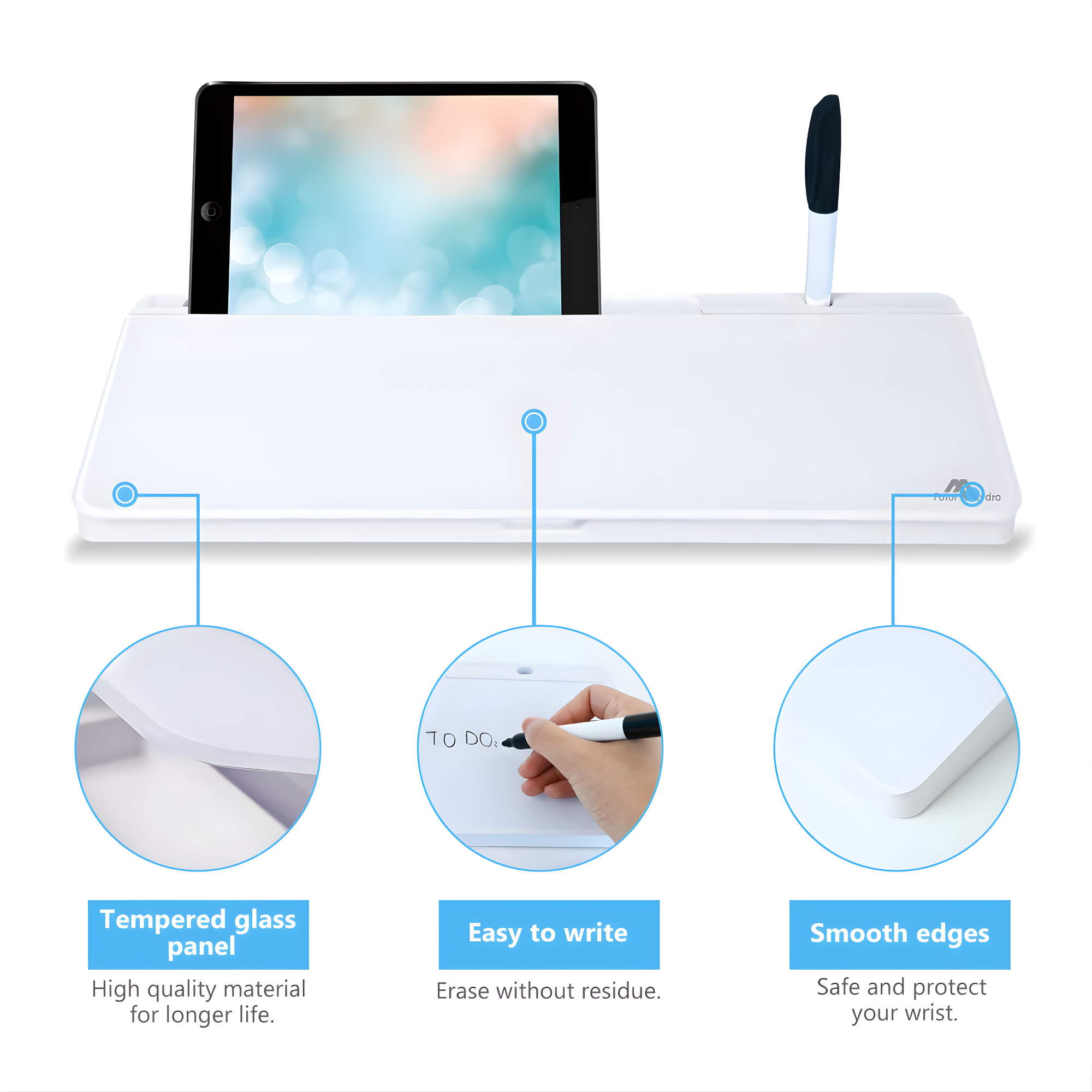 Best1 premium desktop glass whiteboard with a sleek modern design and tempered glass surface for writing and notes.