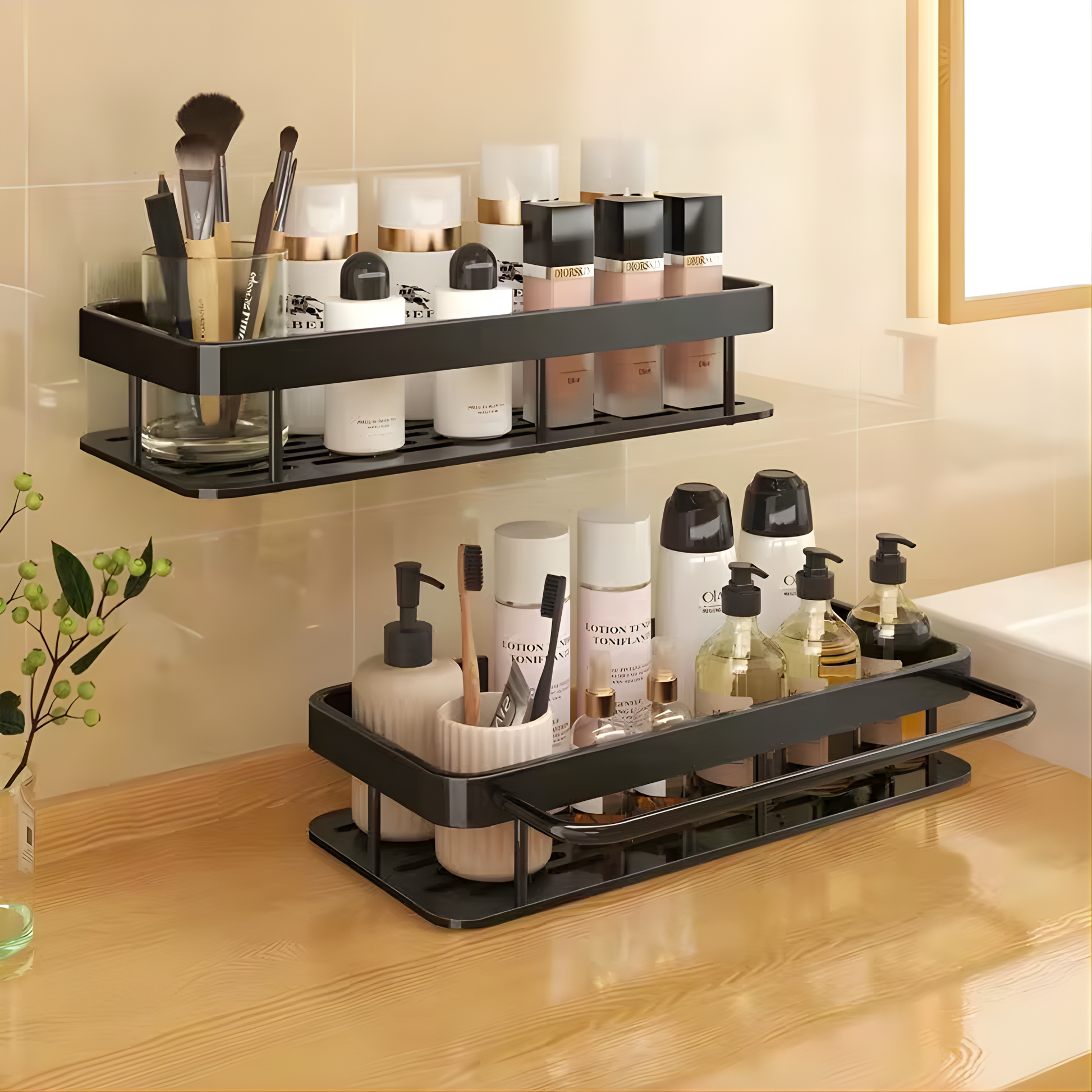Best1 wall mounted bathroom shelf with adhesive single tier design for shower storage organization.