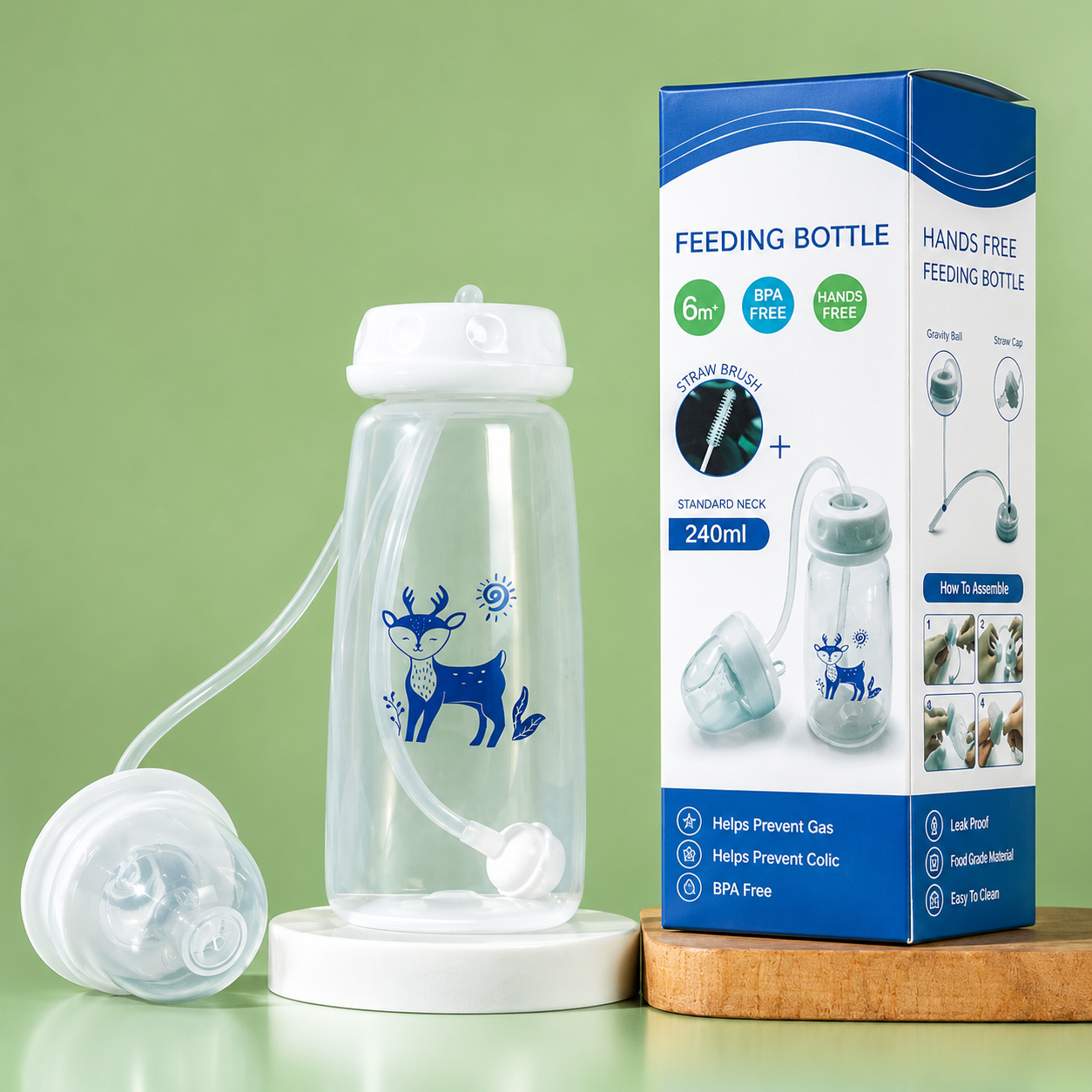 Best1 Hands-Free Anti-Colic Baby Feeding Bottle 240ml