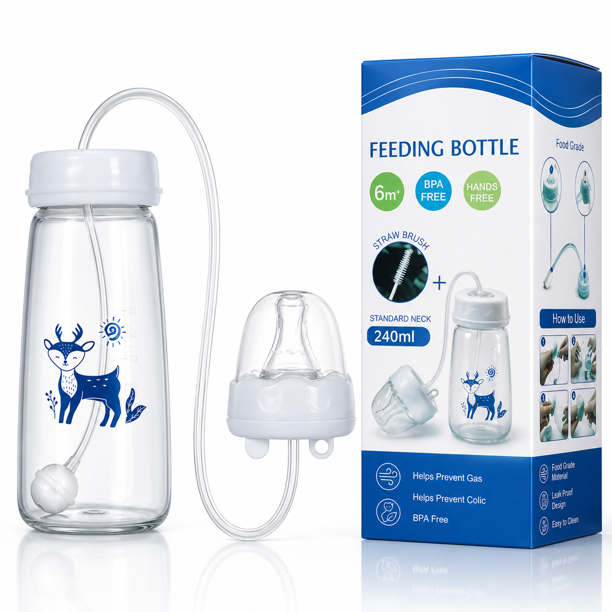 Best1 Hands-Free Anti-Colic Baby Feeding Bottle 240ml