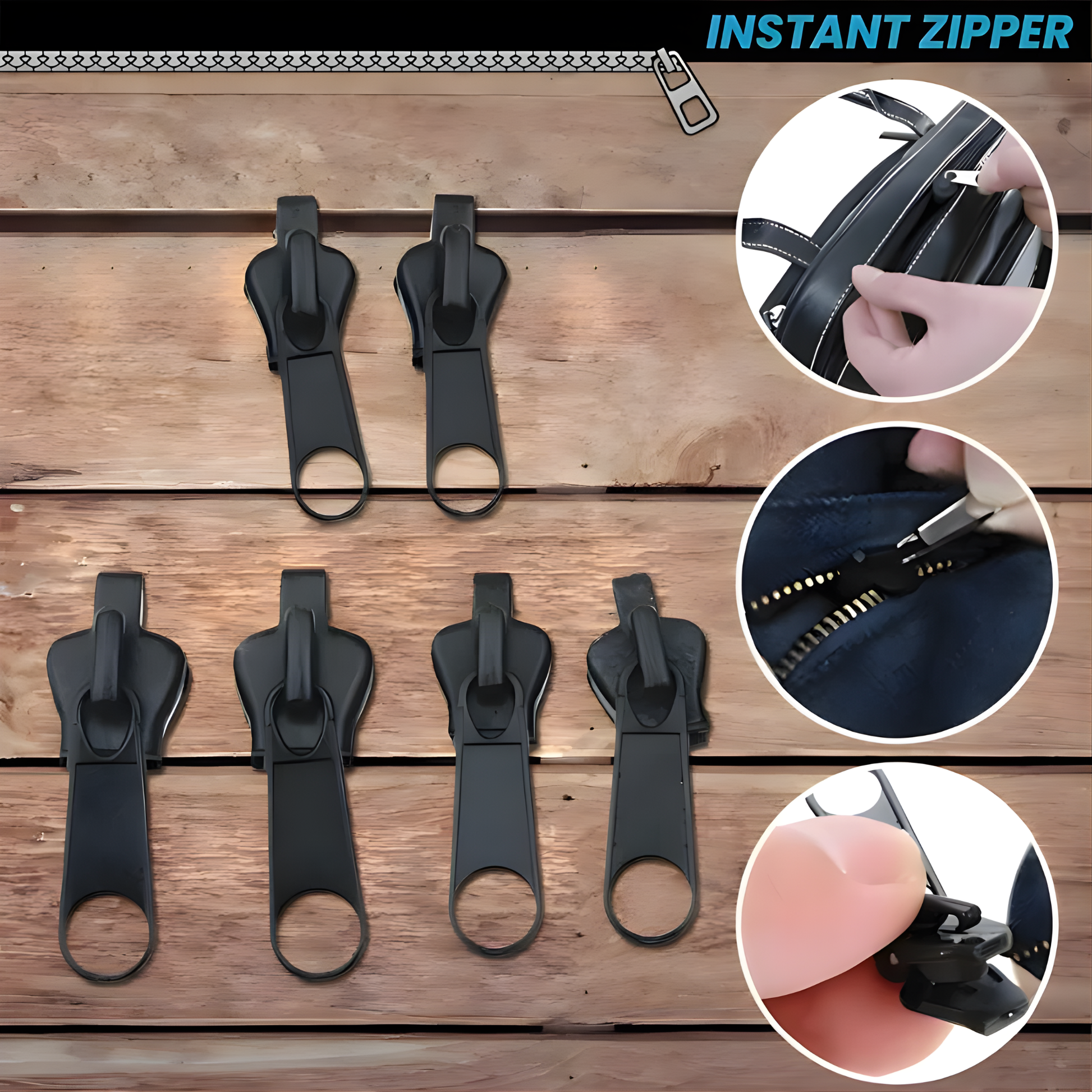 Best1 universal zipper slider repair tool with thick plastic auto-lock zip handle, shown from a side angle.