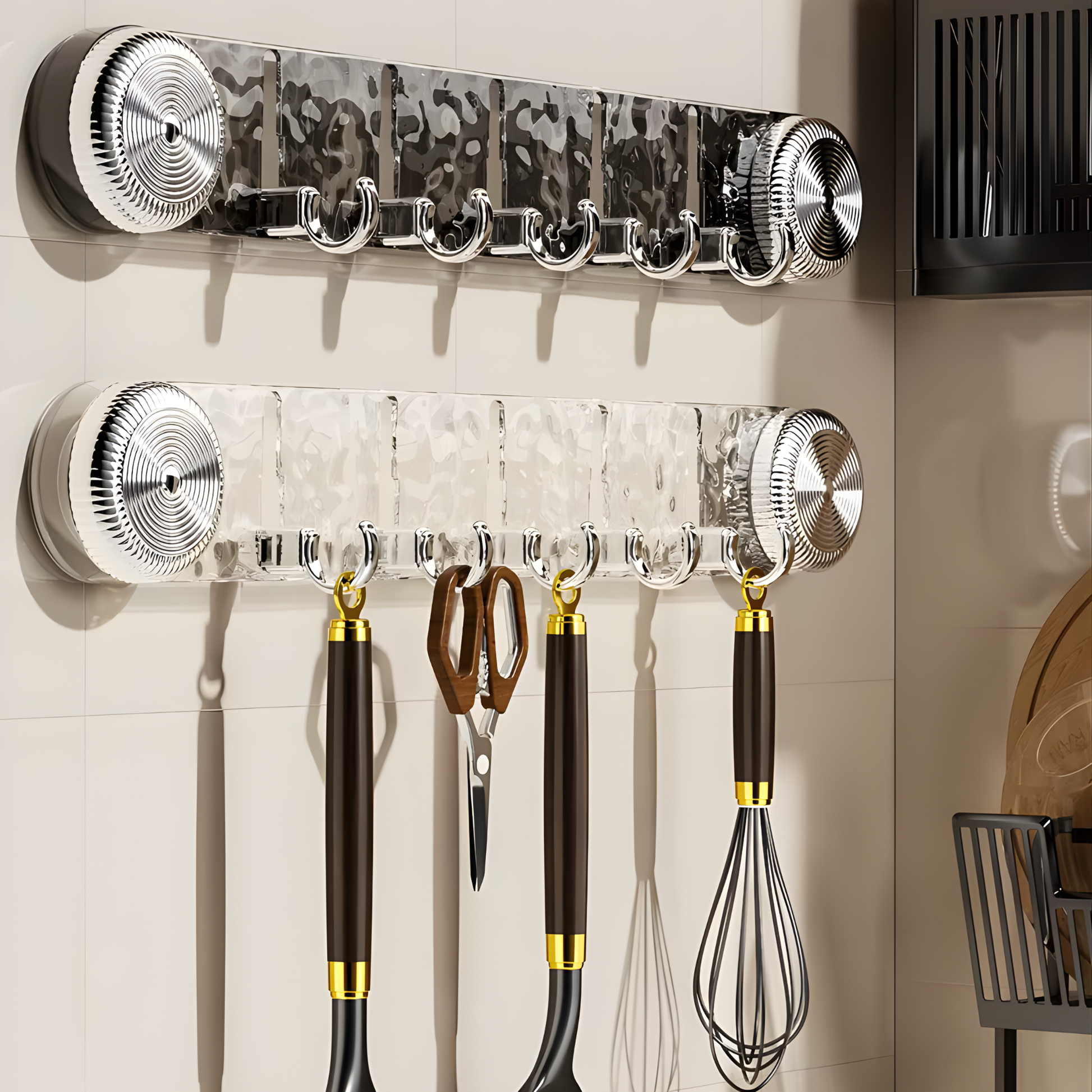 Best1 premium rotating suction wall hook rack with water ripple design, showcasing heavy-duty multi hooks for organization.