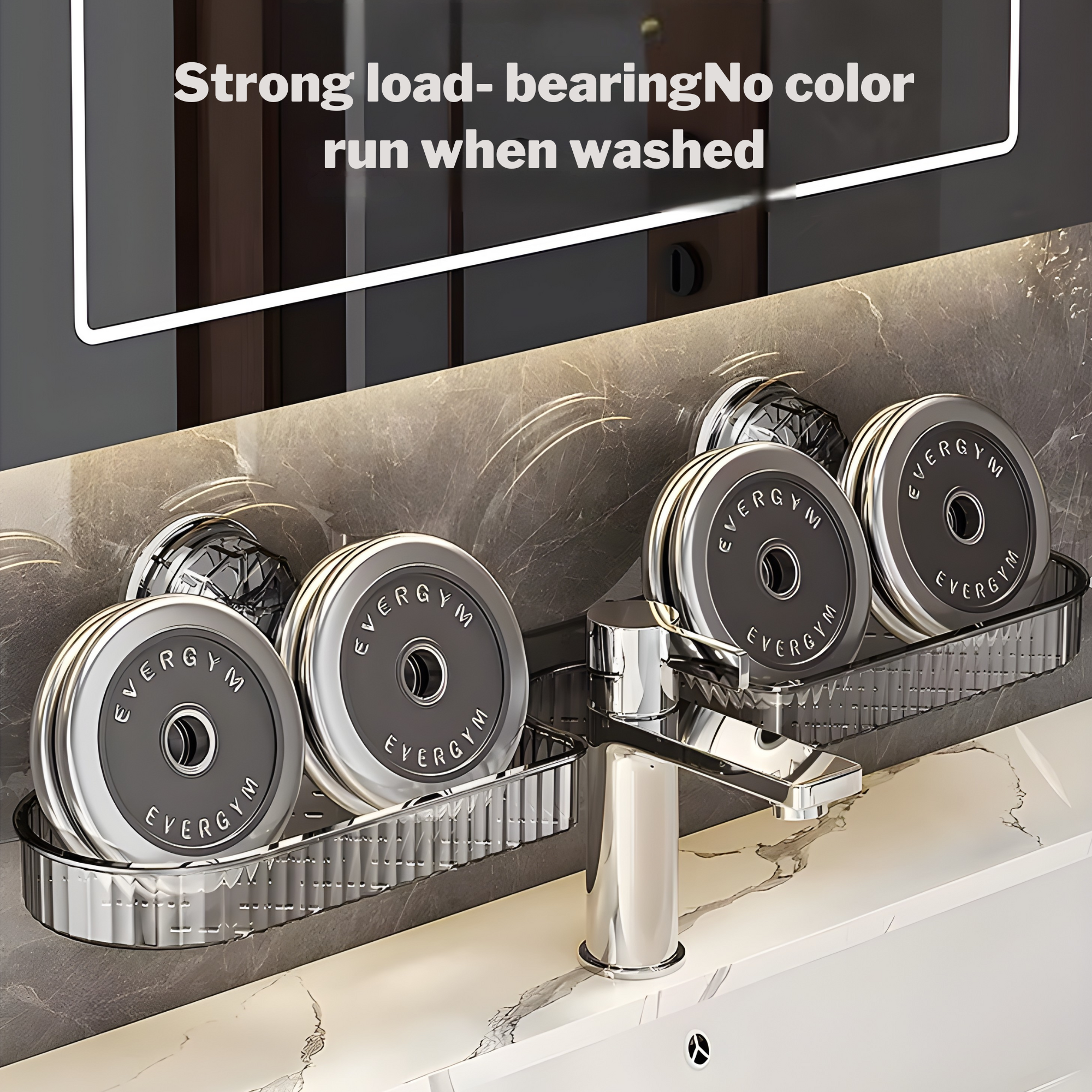 Best1 wall mounted sink storage rack with suction cups, featuring organized bathroom and washroom essentials.